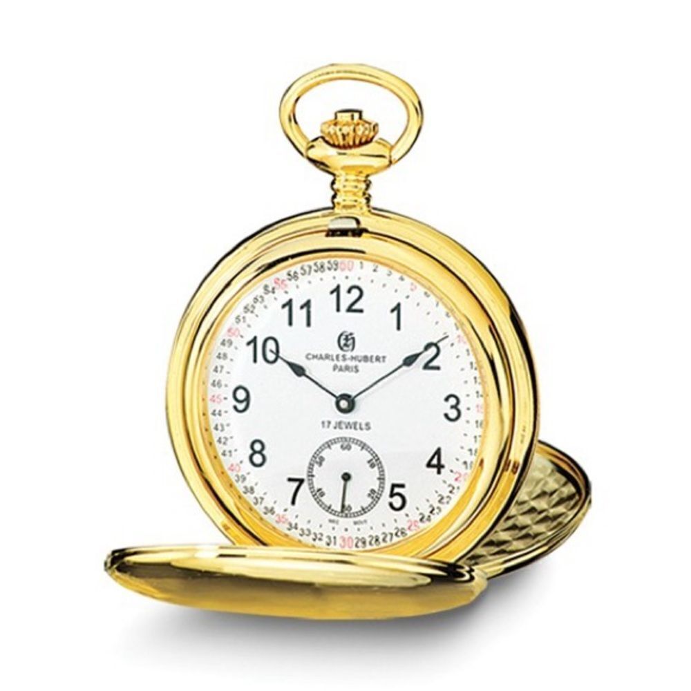 Charles Hubert IP-Plated Stainless Steel Pocket Watch